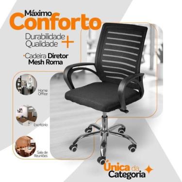 Imagem de Kit 3 Cadeiras De Escritório Diretor Roma Oficial Ergonômica - Oficial