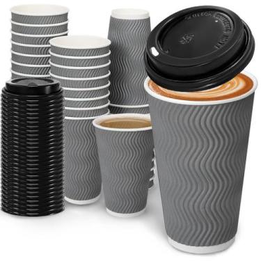 Imagem de Copos de café descartáveis BYSNOW 16 onças, pacote com 100 unidades co