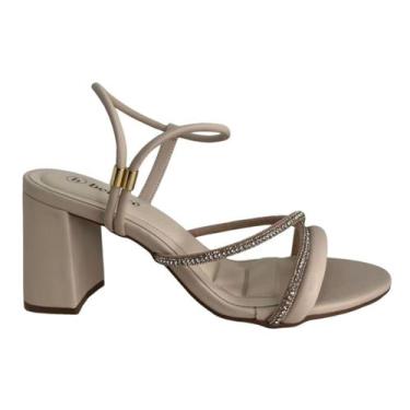 Imagem de Sandália Feminina Bebecê Salto Bloco Ajustável com Strass Elegante