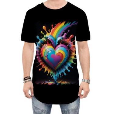 Imagem de Camiseta Longline do Orgulho LGBT Coração Amor 18 - Kasubeck Store®, M