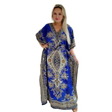 Imagem de Vestido Kaftan Indiano Longo Estampado Plus Size - Cod. 1208 - ALÉCI F
