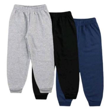 Imagem de Kit 3 Calças Moletom Peluciado Algodão Infantil Juvenil Inverno 4 ao 1