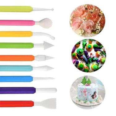 Imagem de Kit 8 Estecas Esculpir Modelar Biscuit Massas Artesanato - SHOPMIX