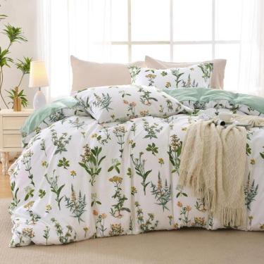 Imagem de Conjunto de capa de edredom MUXHOMO Reversible Floral Queen com zíper