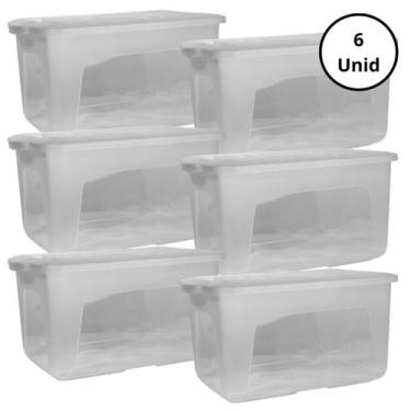 Imagem de Kit 6 Caixa Organizadora - Transparente 34L Com Tampa Grande - GIOTTO