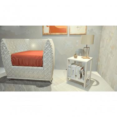 Imagem de Mesa de Cabeceira Apoio Auxiliar 1 Gaveta MDF Moderno Branco para Quarto Progetatti Mov...