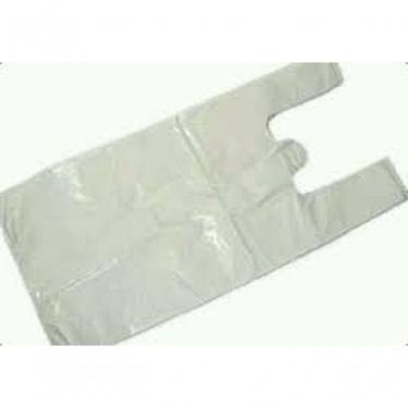Imagem de Sacola Plástica Alça Camiseta 45x60 Reciclada Reforçada Capacidade 5 kg Branca Creme pa...