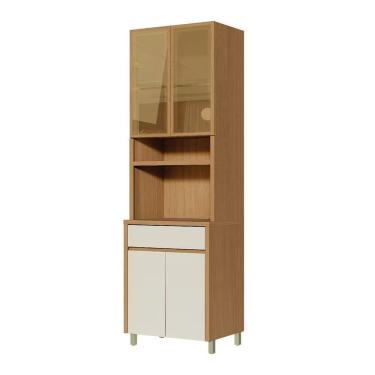 Imagem de Paneleiro Condessa 4 Portas 3 Prateleiras em MDF 15MM 70CM Castanho e Bege Nesher Móveis