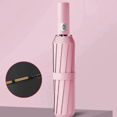 Imagem de Guarda Chuva Automático OEM Abre e Fecha Reforçado Contra Vento Proteção Solar Blackout 33 cm Rosa