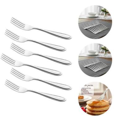 Imagem de Jogo 6 Talheres De Mesa Inox Reforçado Cozinha Restaurante Buffet Marm