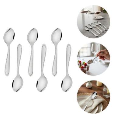 Imagem de Jogo 6 Talheres De Mesa Inox Reforçado Cozinha Restaurante Buffet Marm