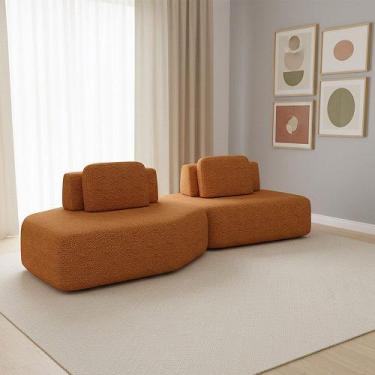 Imagem de Sofá 2 Lugares Orgânico com Chaise e 1 Módulo Central Berlim Bouclê Ca