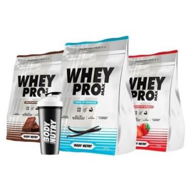 Imagem de Kit 3 sabores Whey Protein 900g cada com Alta Proteina WPC WPI Coqueteleira-Unissex