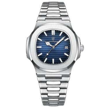Imagem de Relógio Masculino Poedagar 613 Quadrado Aço inoxidável, Azul, único