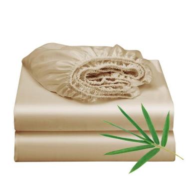 Imagem de Lençol com Elástico Zaizaihome Casal 400 Fios Viscose de Bambu Refresc