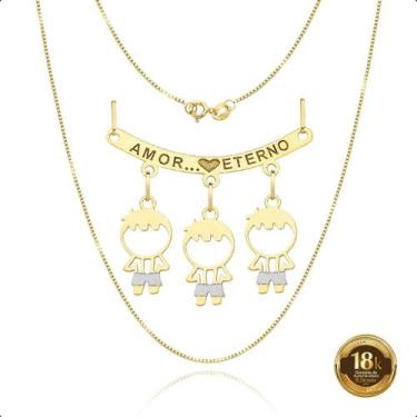 Imagem de Cordão 45cm Com Canga E Pingentes filhos Ouro 18k - Paulistana Joias, 