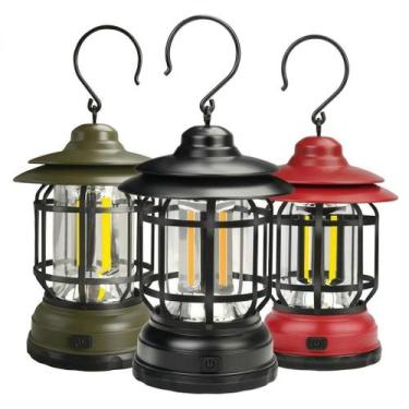 Imagem de Lampião Luminária Pilha Camping Led Retro Luz Regulável - DyMultiShop,