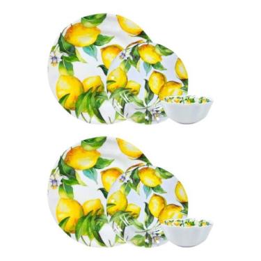 Imagem de Conjunto 2 Cada Pratos Tigelas Bowls Casal Melamina Plastico - Bellagi