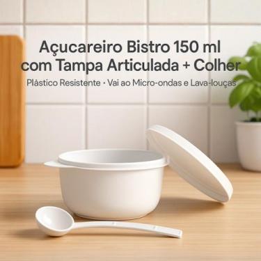 Imagem de Açucareiro Bistro 150ml com Colher e Tampa Articulada Porta Açúcar Tem