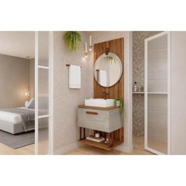 Imagem de Conjunto Banheiro c/Esp Duna/Lua 60cm Cimento/Freijo MGM