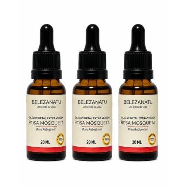 Imagem de Kit 03 un Óleo Vegetal de Rosa Mosqueta 20ml Extra Virgem  100% Puro  