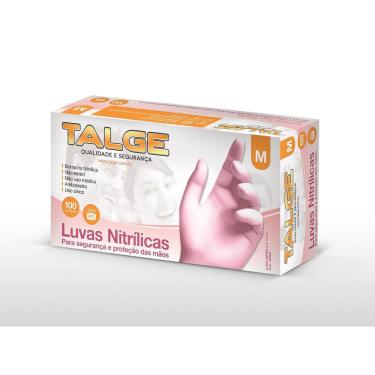 Imagem de Luva de Nitrilo Rosa M sem pó Talge cartucho 100 unid