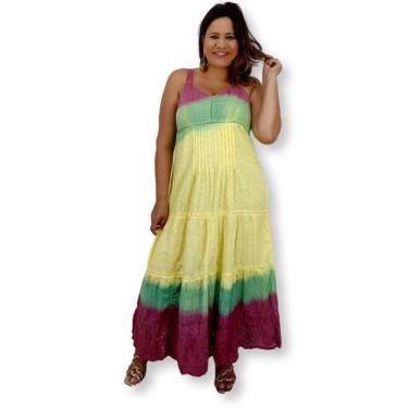 Imagem de Vestido Longo Alça Indiano Algodão Tie Dye Com Lesi 954 - Sarat Moda I