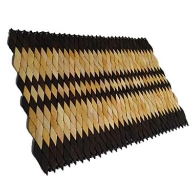 Imagem de Jogo (lugar) Americano de Madeira Retangular, Marrom e Marfim