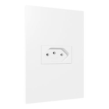 Imagem de Tomada Simples 10a 4x2 Recta Satin Branco C/ Placa Luxo Blux