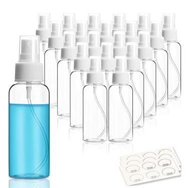 Imagem de Pacote com 20 frascos de spray de 76,5 g de névoa fina recarregáveis e reutilizáveis de plástico para viagem para óleos essenciais, viagens, perfumes