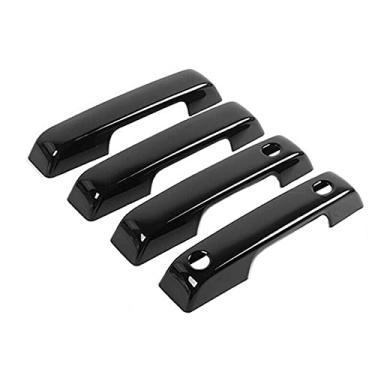 Imagem de TOTMOX Acabamento da tampa da maçaneta da porta lateral do carro, acessórios externos do carro, compatível com Ford F150 2021-2022, preto/fibra de carbono/cromo, 4 peças