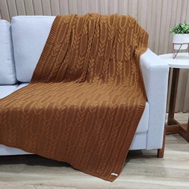 Imagem de Manta Trico Sofa Decorativa 150x90cm Usufruto Tricot c003 Cor:COGNAC