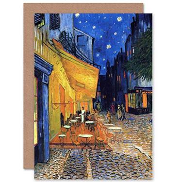 Imagem de Wee Blue Coo Vincent Van Gogh Cafe Terrace Place Du Forum Arles 1888 Cartão de felicitações selado Plus Envelope em branco dentro