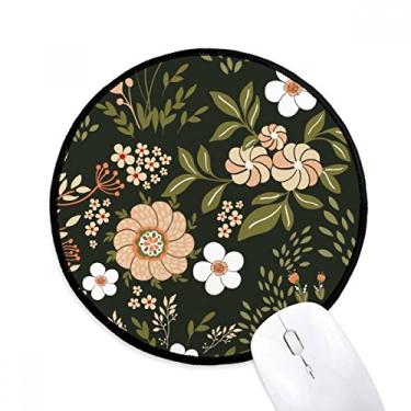 Imagem de Tapete de mouse branco com pintura de planta de flores silvestres para mesa de escritório tapete redondo para computador