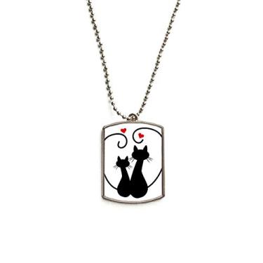 Imagem de Cat Lovers Sihouette Animal Valentine Corrente de Aço Inoxidável Pingente de Placa de Cachorro Colar para Animais de Estimação