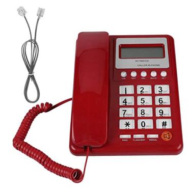 Imagem de DAUERHAFT Telefone com fio KX-T8001, telefone com fio vermelho ABS com modo duplo, telefone fixo com identificador de chamadas, para casa, hotel, escritório