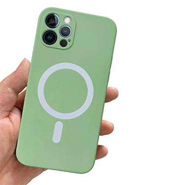 Imagem de Capa de ímã magnético de silicone líquido para iPhone 12 13 11 Pro Max Mini XS XR X 7 8 Plus SE 2020 Capa de carregamento sem fio, verde, para iPhone 7 8