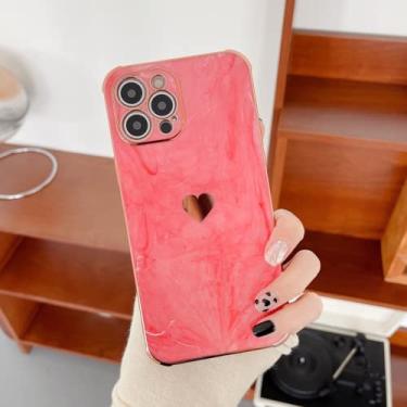 Imagem de Love Marble Plating Four Corners Phone Case à prova de queda para iPhone 12 11 13Pro Max 8Plus X XR SE Cover, vermelho, para iphone 13Pro