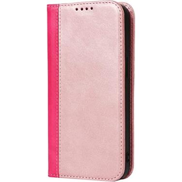 Imagem de TONECY Capa carteira para iPhone 14/14 Plus/14 Pro/14 Pro Max com suporte de cartão para mulheres homens, capa protetora de couro premium fecho magnético capa de telefone com suporte flip (cor: rosa, tamanho: 14Plus)