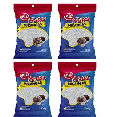 Imagem de Kit 4 Confeito Miçanga Granulado Brigadeiro, Doces, Confeitaria Várias Cores (Branca)