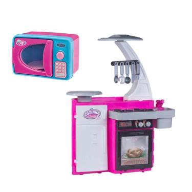 Imagem de Kit Mini Cozinha Infantil Com Fogão Geladeira E Micro-Ondas - Cotiplás