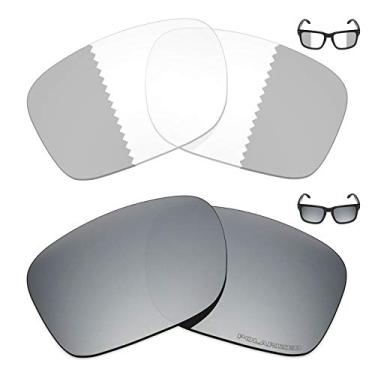 Imagem de 2 pares de lentes de reposição Mryok+ para óculos de sol Oakley Holbrook – Cinza eclipse fotocromático/prata titânio