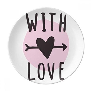Imagem de With You Love Prato de jantar decorativo de porcelana Salver Prato de jantar com citação rosa