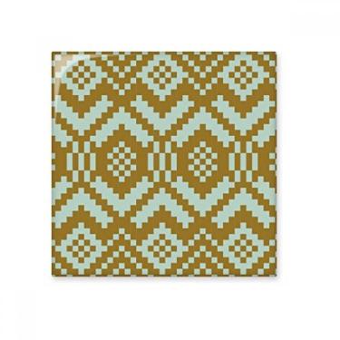 Imagem de Azulejo de cerâmica com ilustração quadrada simétrica azul bronze brilhante decalque adorno de tijolos vitrificados