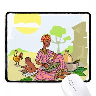 Imagem de Mousepad feminino preto infantil aborígene africano borda costurada tapete de borracha para jogos