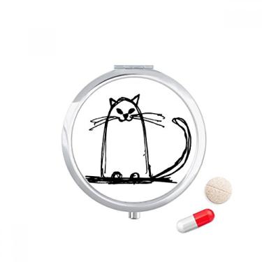 Imagem de Caixa de comprimidos Curly Cat Smile Sit Line para guardar remédios