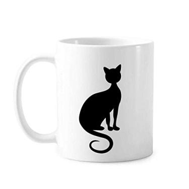 Imagem de Caneca elegante de gato preto com desenho de animal, caneca de cerâmica e porcelana de café