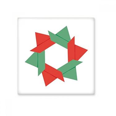 Imagem de Azulejo de cerâmica brilhante com padrão de origami abstrato de flores de Natal