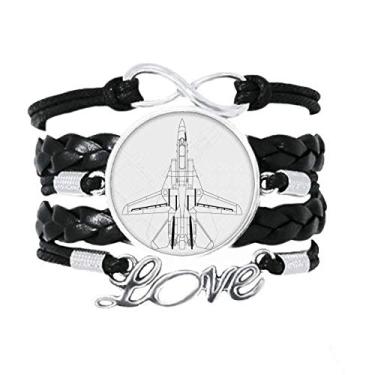 Imagem de OFFbb-USA Plane Lyrics Militar Art Déco, Presente Fashion Pulseira Amor Acessório de Couro Trançado Corda Pulseira Presente
