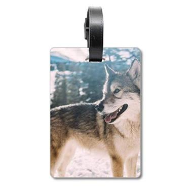 Imagem de Smile White Dog Snow Picture Mala Etiqueta para Bagagem Cartão de Bagagem Scutcheon Etiqueta